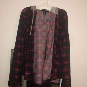 Plaid hooded flannel